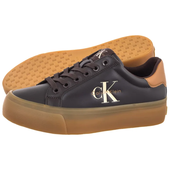 Sneakersy Calvin Klein Vulc Flatform Laceup Low Lth Fudge/Marshmallow HW0HW03159 0JW – zdjęcie 1
