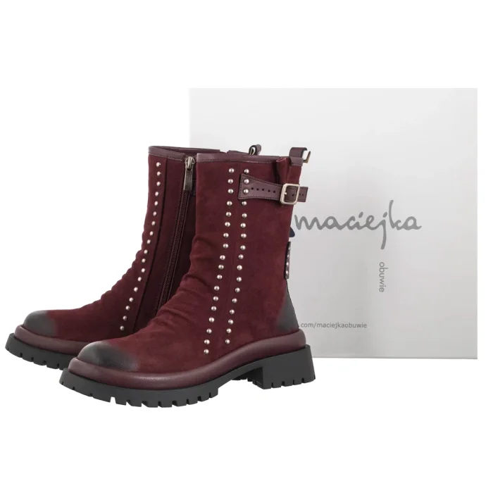 Botki Maciejka Bordowe K7727-23/00-7 – zdjęcie 6