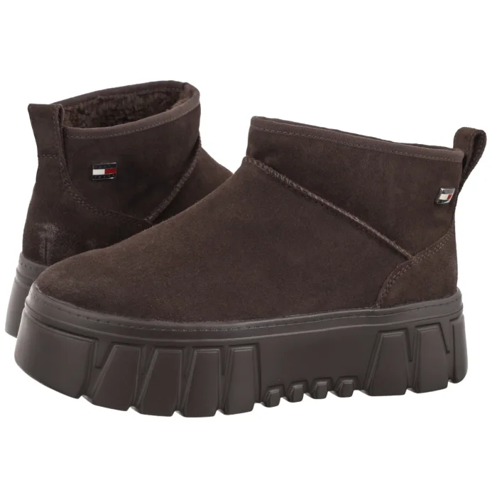 Śniegowce Tommy Hilfiger Tjw Suede Platform Boots WL Deep Brown EN0EN03158 GT3 – zdjęcie 1