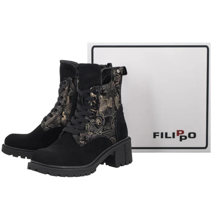 Botki Filippo Czarne DBT8021/26 BK GO – zdjęcie 6