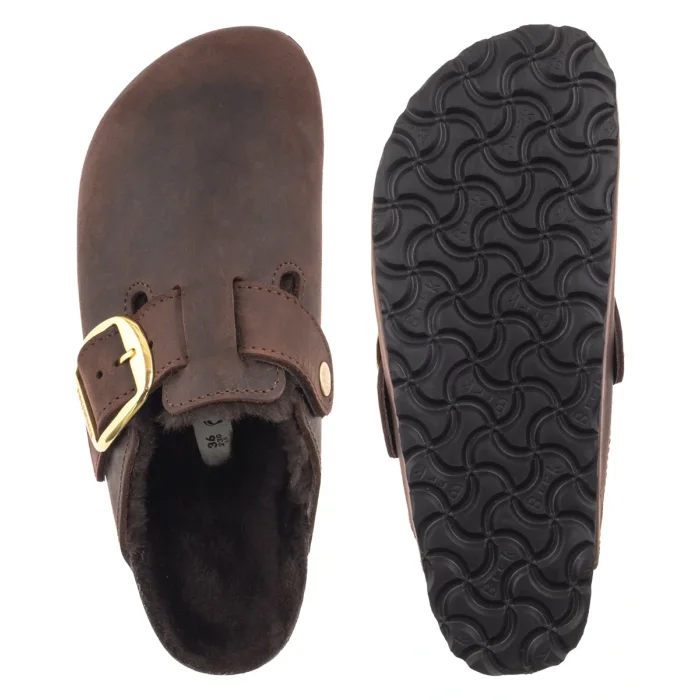 Klapki Birkenstock Boston Big Buckle Shearling Habana 1033020 – zdjęcie 5