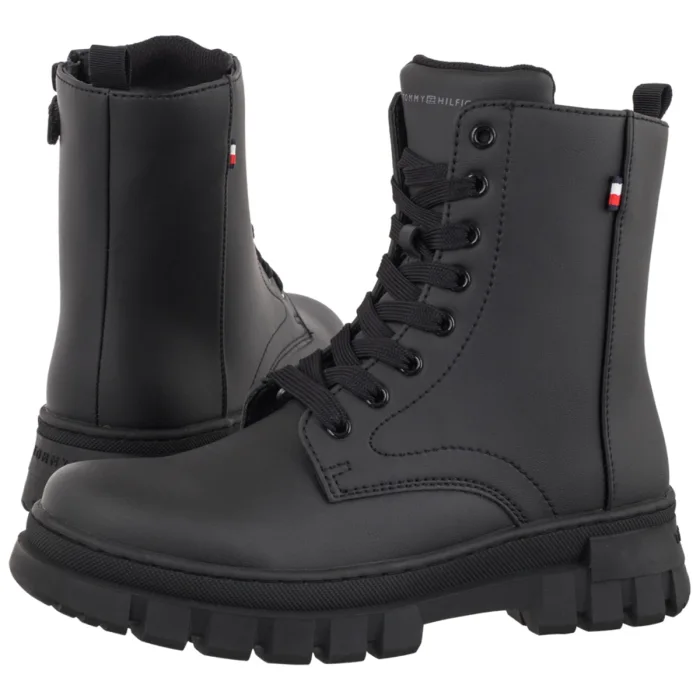 Workery Tommy Hilfiger Lace-Up Bootie Black T3X5-35294-1355 999 – zdjęcie 1