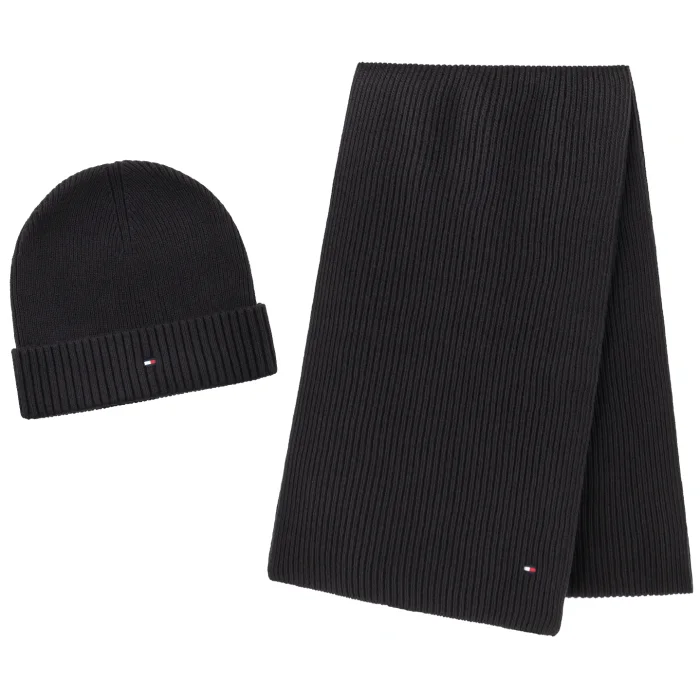 Zestaw prezentowy czapka i szal Tommy Hilfiger TH Flag Beanie And Scarf AM0AM14584 BDS – zdjęcie 1
