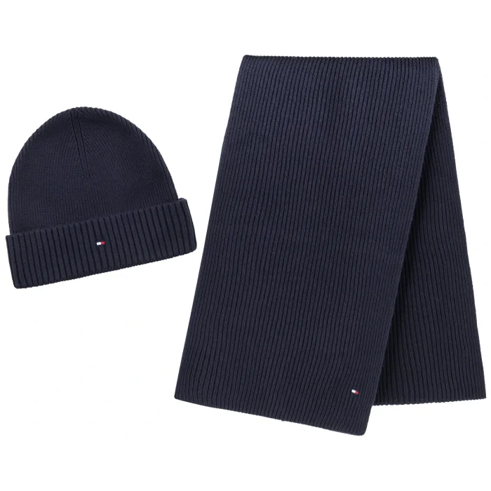 Zestaw prezentowy czapka i szal Tommy Hilfiger TH Flag Beanie And Scarf AM0AM14584 DW6 – zdjęcie 1