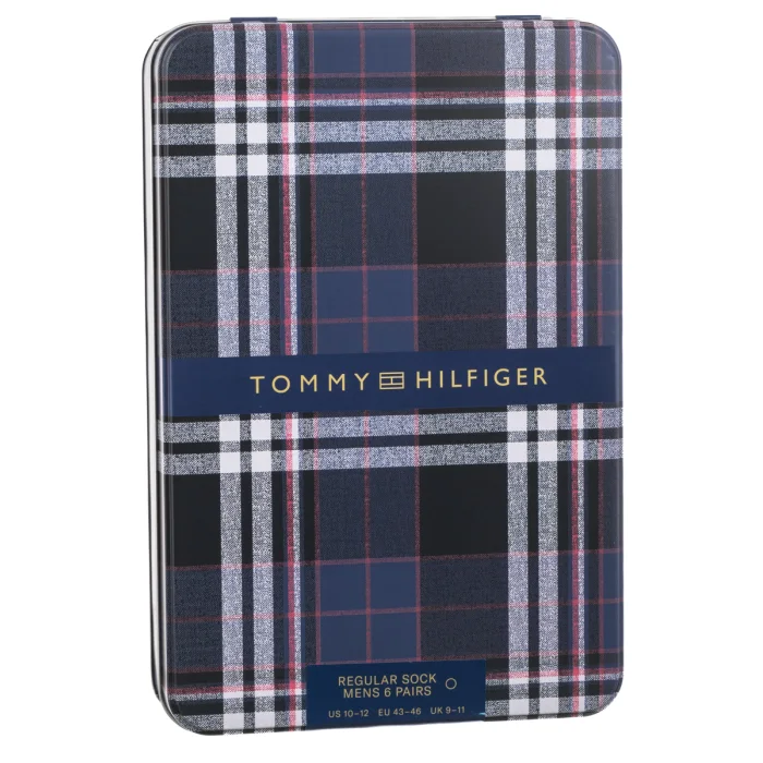 Skarpetki 6 par Tommy Hilfiger TH Men Sock 6P Tin Giftbox Birdey Navy 701241155 001  – zdjęcie 5