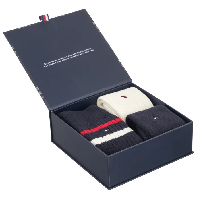 Skarpetki 3 pary Tommy Hilfiger TH Men Sock 3P Giftbox Bootsock Navy 701241160 001 – zdjęcie 4