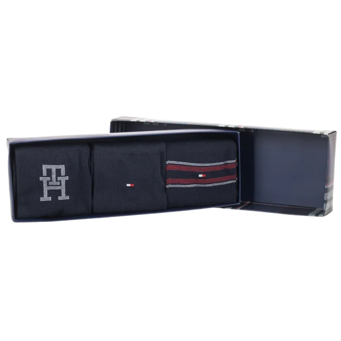Skarpetki 3 pary Tommy Hilfiger TH Men Sock 3P Giftbox Monogram Navy 701241159 001 – zdjęcie 4