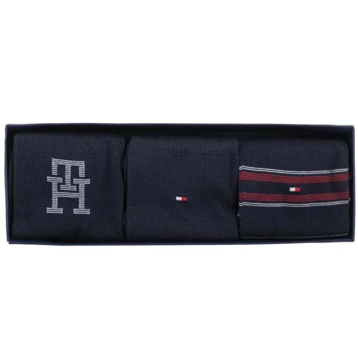 Skarpetki 3 pary Tommy Hilfiger TH Men Sock 3P Giftbox Monogram Navy 701241159 001 – zdjęcie 3