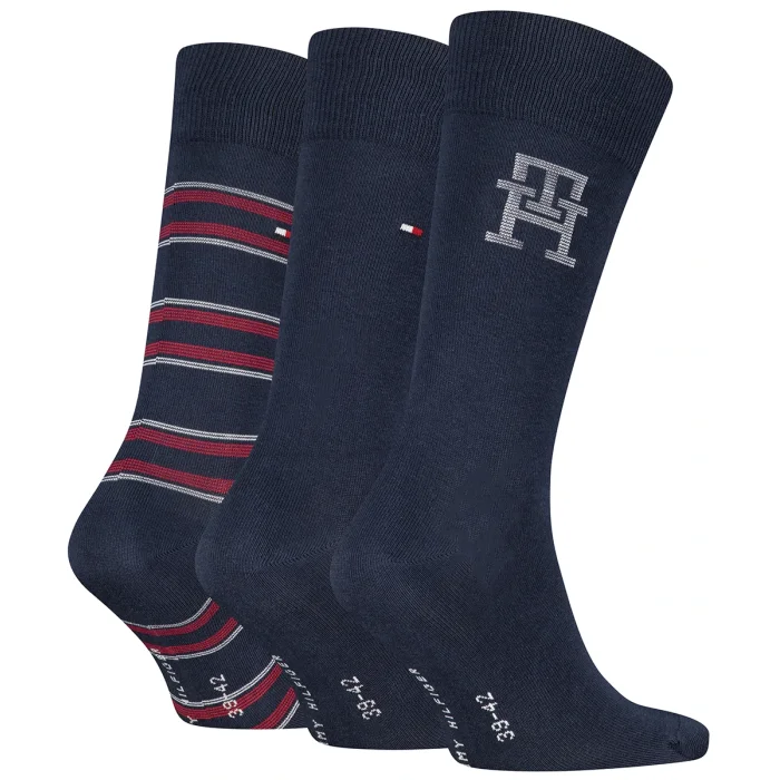 Skarpetki 3 pary Tommy Hilfiger TH Men Sock 3P Giftbox Monogram Navy 701241159 001 – zdjęcie 2