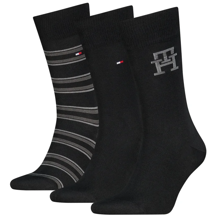 Skarpetki 3 pary Tommy Hilfiger TH Men Sock 3P Giftbox Monogram Black 701241159 002 – zdjęcie 1
