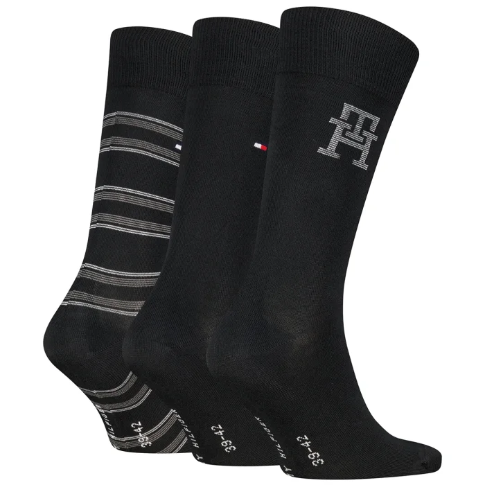 Skarpetki 3 pary Tommy Hilfiger TH Men Sock 3P Giftbox Monogram Black 701241159 002 – zdjęcie 2