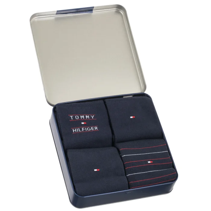 Skarpetki 4 pary Tommy Hilfiger TH Men Sock 4P Giftbox Tommy Stripes Navy 701241158 001 – zdjęcie 3