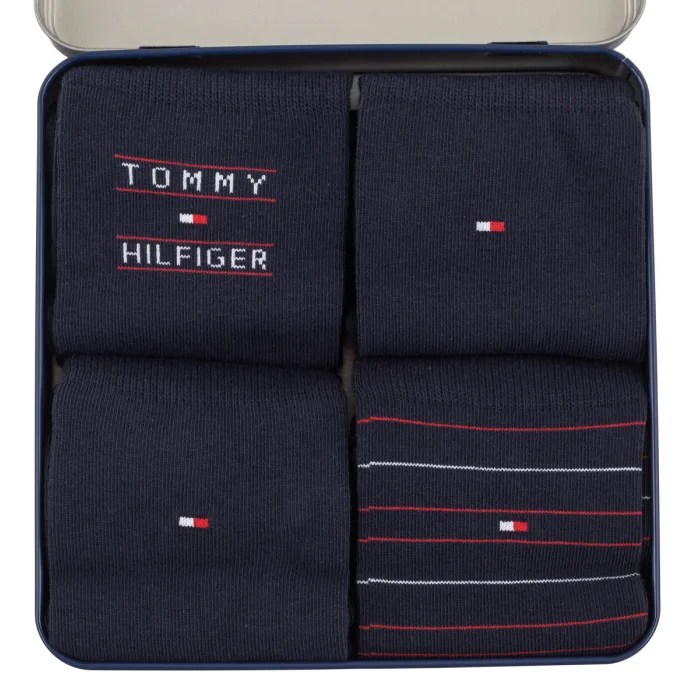 Skarpetki 4 pary Tommy Hilfiger TH Men Sock 4P Giftbox Tommy Stripes Navy 701241158 001 – zdjęcie 4