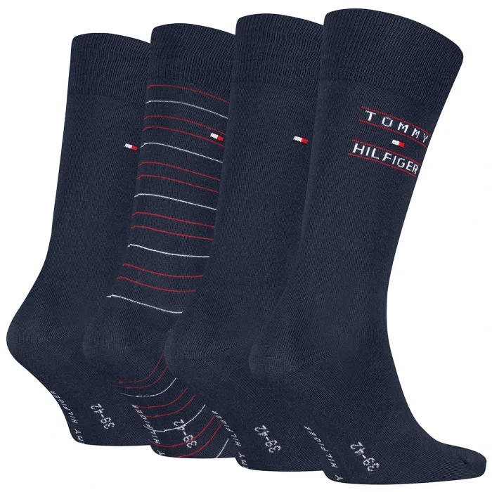 Skarpetki 4 pary Tommy Hilfiger TH Men Sock 4P Giftbox Tommy Stripes Navy 701241158 001 – zdjęcie 2