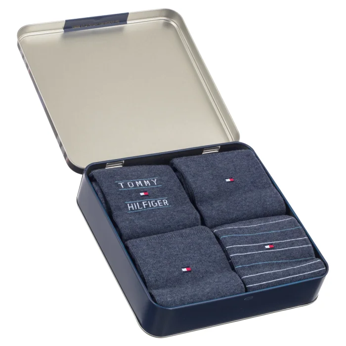 Skarpetki 4 pary Tommy Hilfiger TH Men Sock 4P Giftbox Tommy Stripes Jeans 701241158 003 – zdjęcie 3