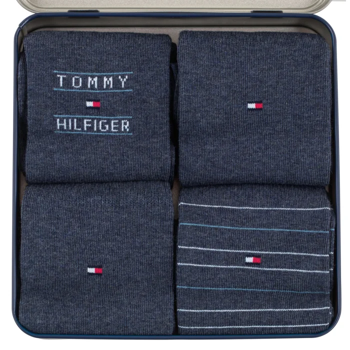 Skarpetki 4 pary Tommy Hilfiger TH Men Sock 4P Giftbox Tommy Stripes Jeans 701241158 003 – zdjęcie 4