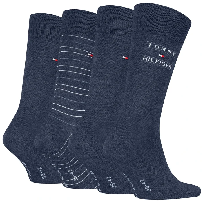 Skarpetki 4 pary Tommy Hilfiger TH Men Sock 4P Giftbox Tommy Stripes Jeans 701241158 003 – zdjęcie 2