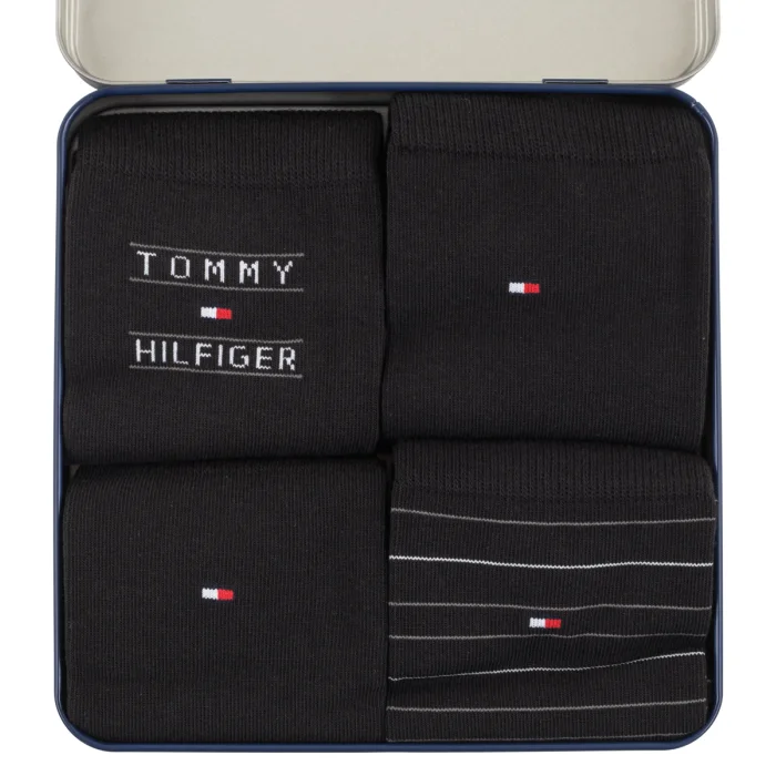 Skarpetki 4 pary Tommy Hilfiger TH Men Sock 4P Giftbox Tommy Stripes Black 701241158 002 – zdjęcie 4