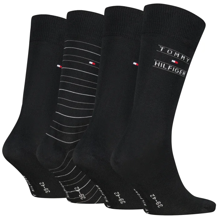 Skarpetki 4 pary Tommy Hilfiger TH Men Sock 4P Giftbox Tommy Stripes Black 701241158 002 – zdjęcie 2