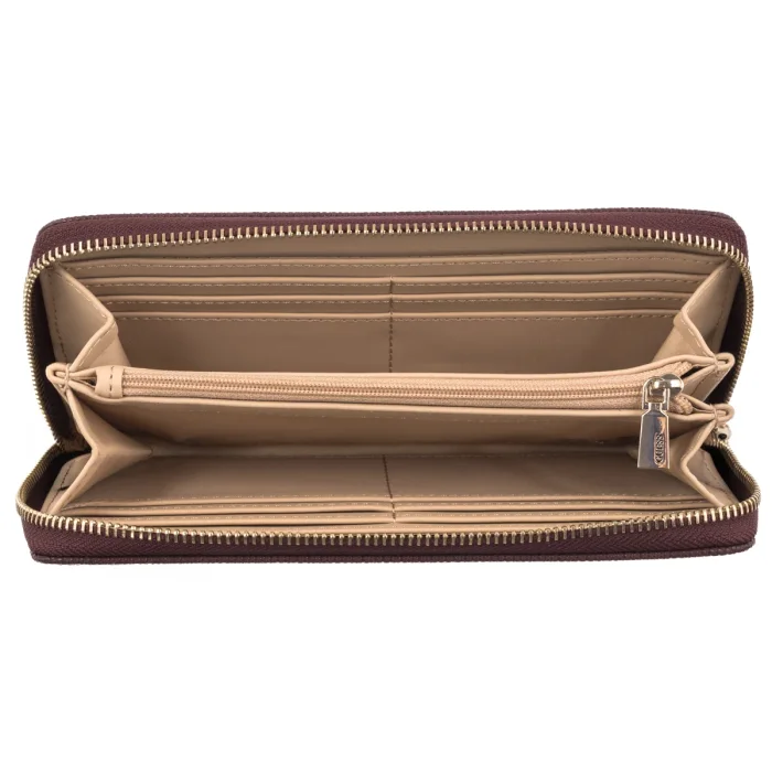 Portfel Guess Laurel II Slg Large Zip Around SWZG74 59146 Burgundy – zdjęcie 5
