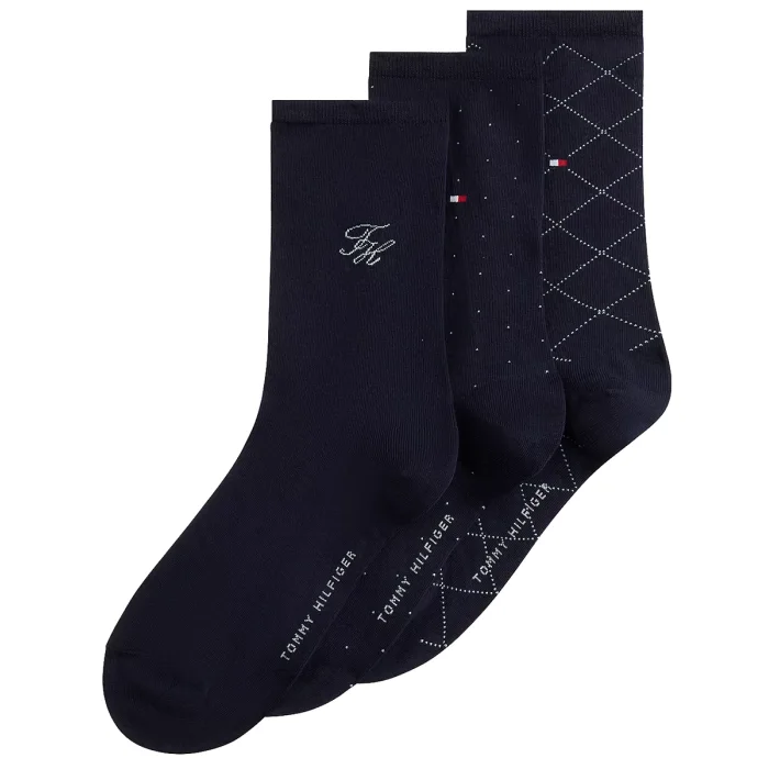 Skarpetki Tommy Hilfiger TH Women Sock 3P Gift Monogram Navy 701242186 001 – zdjęcie 1