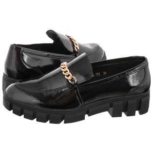 Mokasyny Sergio Leone Czarne MK 755 Lakier