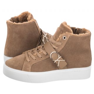 Botki Calvin Klein Flatform Cup High Top CK Hw-S Wl HW0HW01334 GEZ Safari Canvas