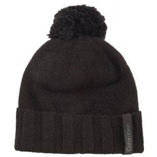 Czapka Calvin Klein Label Define Rib Beanie W/Pompom Black K60K611606 BAX