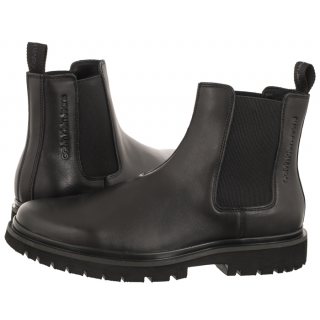 Sztyblety Calvin Klein Eva Boot Mid Chelsea Lth In Sat Triple Black YM0YM00860 0GT