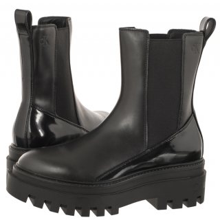 Sztyblety Calvin Klein Chunky Boot Chelsea Lth Mg Sat Triple Black YW0YW01286 0GT
