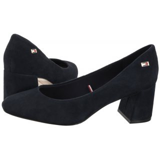 Czółenka Tommy Hilfiger TH Suede Mid Heel Block Pump Space Blue FW0FW07717 DW6