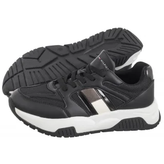 Sneakersy Tommy Hilfiger Flag Low Cut Lace-Up Sneaker Black/Silver T3A9-33550-1697X399