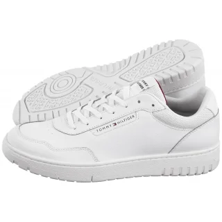 Buty Sportowe Tommy Hilfiger TH Basket Core Lth Pinperf White FM0FM05466 YBS