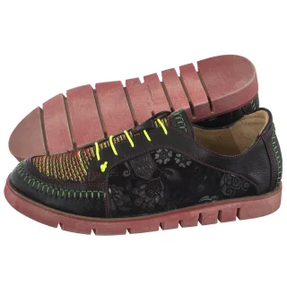 Półbuty Maciejka Czarne Kwiaty 06784-20/00-1