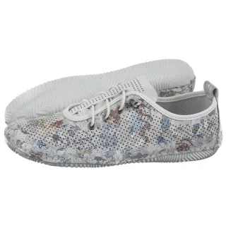 Półbuty Artiker Białe Ażurowe w Kwiatki 56C2688