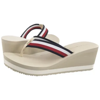 Japonki Tommy Hilfiger TH Corporate Wedge Beach Sandal Muslin FW0FW08520 ACJ