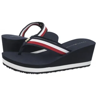 Japonki Tommy Hilfiger TH Corporate Wedge Beach Sandal Space Blue FW0FW08520 DW6