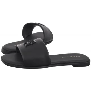 Klapki Tommy Hilfiger TH Logo Hardware Leather Mule Black FW0FW08806 BDS