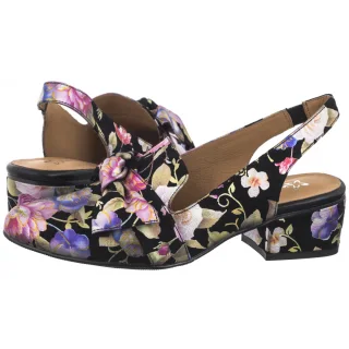 Sandały Maciejka Czarne w Kwiaty N6539-43/00-1