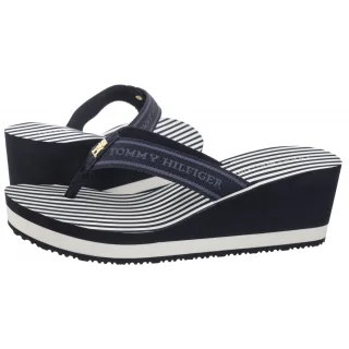 Japonki Tommy Hilfiger TH Stripes Wedge Beach Sandal Space Blue FW0FW08521 DW6
