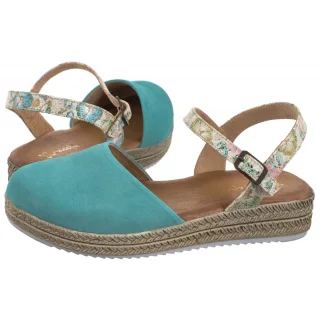 Sandały Maciejka Turkusowe w Kwiaty 03065-06/00-5