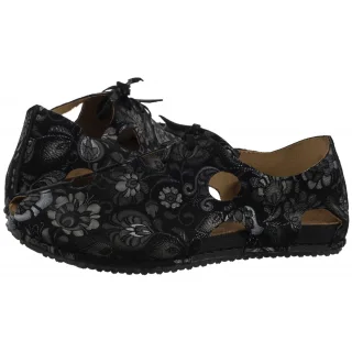 Sandały Maciejka Czarne/Kwiaty 06431-38/00-6