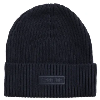 Czapka Calvin Klein Patch Chunky Rib Cotton Beanie Dark Sapphire LV04D8053G CEF