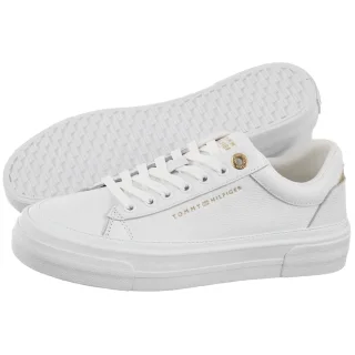 Sneakersy Tommy Hilfiger TH Foxing Platform Leather White FW0FW09018 YBS