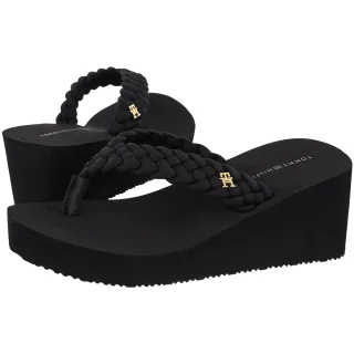Japonki Tommy Hilfiger TH Wedge Braided Summer Sandal Black FW0FW09198 BDS