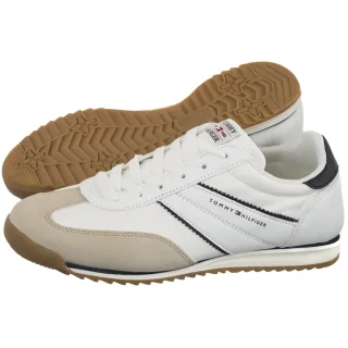 Buty Retro Tommy Hilfiger Low Cut Lace-Up Sneaker Beige/White/Blue T3X9-34372-1593Y007