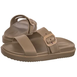 Klapki Tommy Hilfiger Th Double Strap Sandal Pearl Safari Canvas Pearlized FW0FW09114 0HT