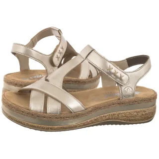 Sandały Rieker Złote V0919-90 Gold