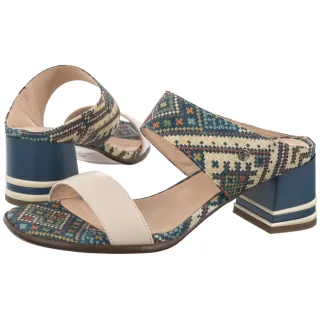 Klapki Maciejka Beżowe/Niebieskie K7522-04/00-1