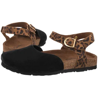 Sandały Maciejka Czarne/Panterka H7365-01/00-0